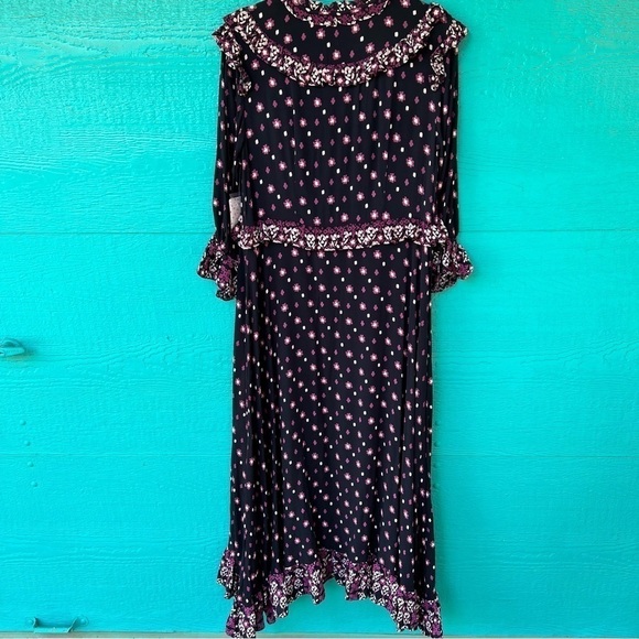 ANTHROPOLOGIE FREE PEOPLE CALICO SKIES PRARIE RUFFLE MIDI DRESS SIZE LAR… - Picture 7 of 14